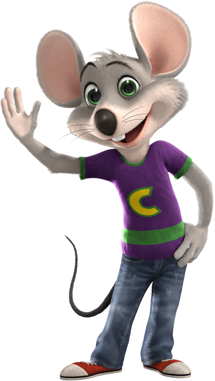 Chuck E Cheese waving hello