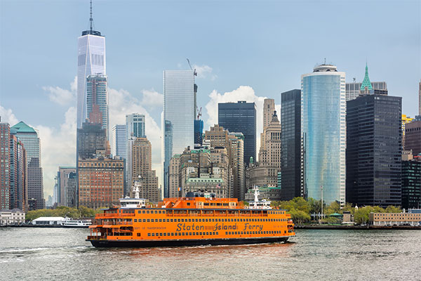 New York City skyline with Staten Island Ferry