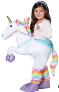 Girl dressed in unicorn costume