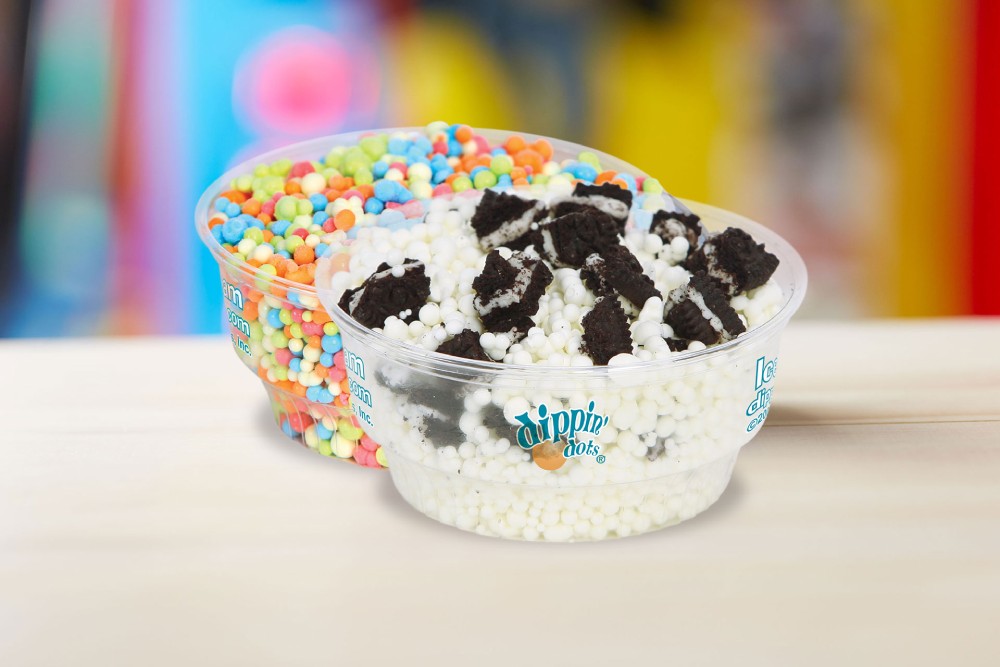 White & multi colored dipping dots