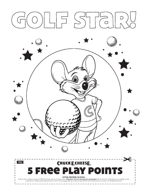 Golf star coloring sheet