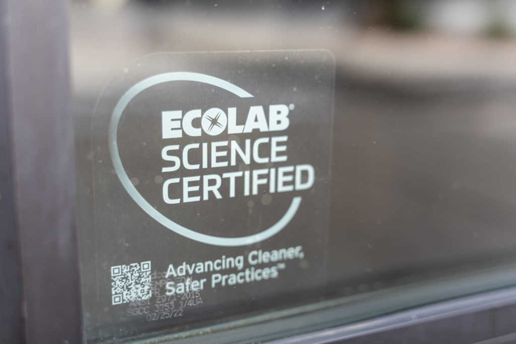 Ecolab Science Certified Sticker in door