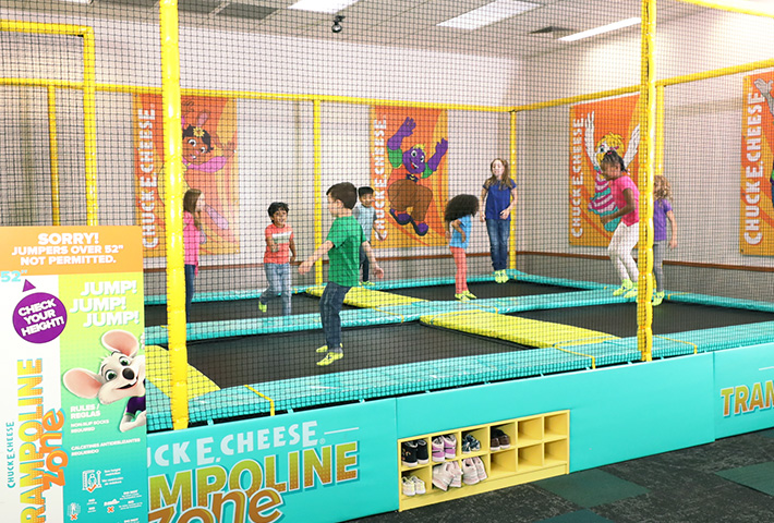 Kids in the trampoline zone