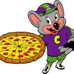 History Chuck holding pizza