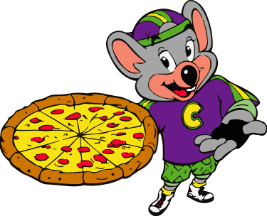 History Chuck holding pizza