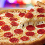 pepperoni pizza with stuffed crust