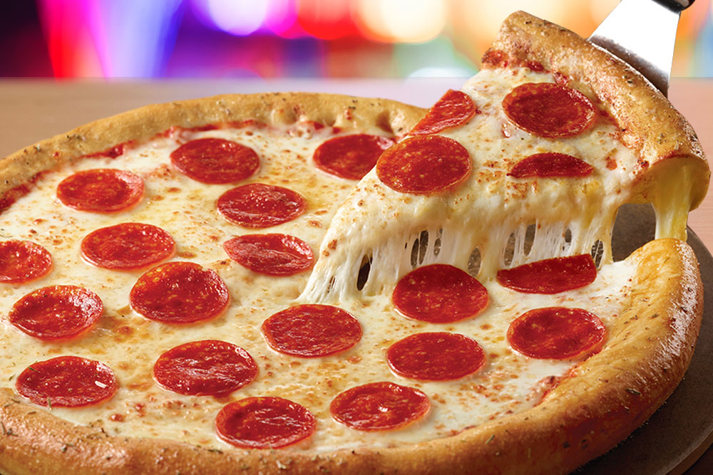 pepperoni pizza with stuffed crust
