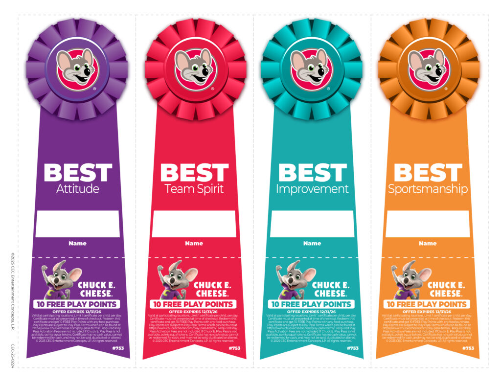 Colorful award ribbons for achievements