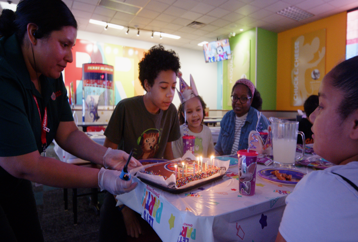 SS Birthday celebration with cake and candles