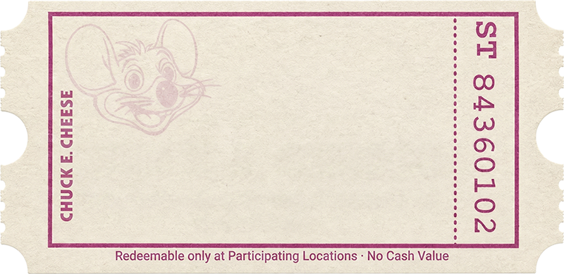 Chuck E. Cheese arcade ticket — STEAM field trips include a take-home ticket voucher for every student