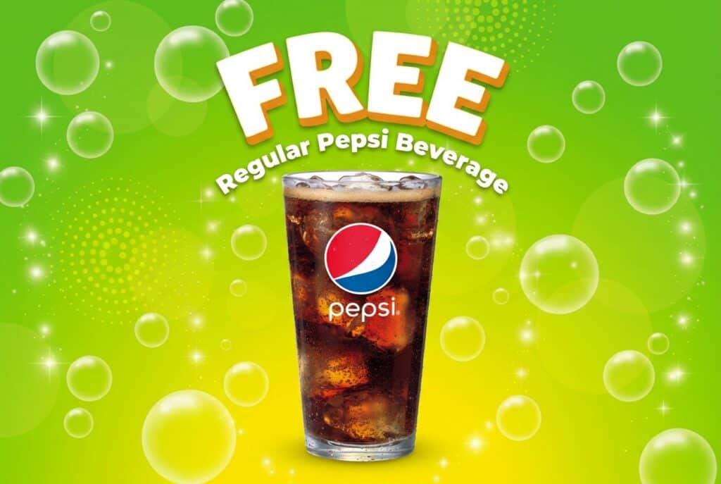 Get a free regular Pepsi beverage at Chuck E. Cheese with this special offer.
