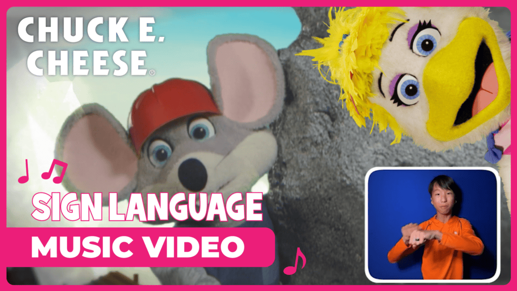 Chuck E. Cheese's ASL Sign-Along video series for "Helen's Dream Big," signed by ASL interpreter Ben Sinclair of the American Society for Deaf Children (ASDC). The video is part of Chuck E. Cheese's ongoing partnership with ASDC to make its content and entertainment experience more accessible for deaf and hard-of-hearing families.